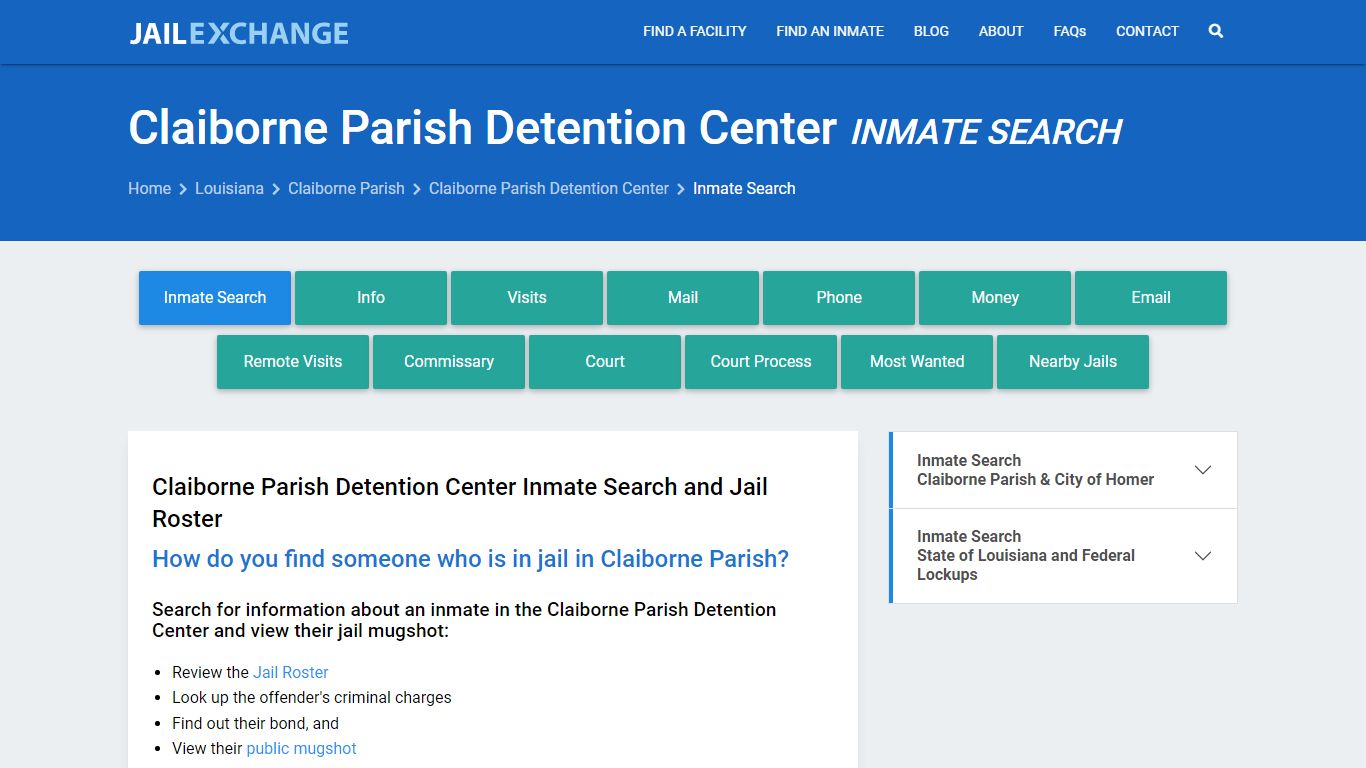 Claiborne Parish Detention Center Inmate Search - Jail Exchange